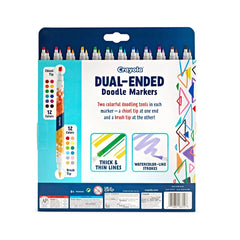 Crayola 12ct Doodle & Draw Dual Ended Markers, 24 Colors, Brush & Chisel Tip, Teacher Essentials, Adult Coloring Supplies, Ages 3+