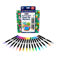 Crayola 16pk 32ct Brush and Detail Dual Tip Markers, School Supplies, Adult Coloring Supplies, Gifts for Teachers and Kids, Ages 4+
