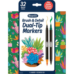 Crayola 16pk 32ct Brush and Detail Dual Tip Markers, School Supplies, Adult Coloring Supplies, Gifts for Teachers and Kids, Ages 4+