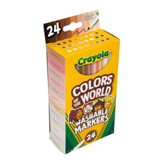 Crayola 24ct Colors of the World Fine Line Washable Markers, Skin Tone Art Tools, Elementary School Supplies, Drawing & Coloring Gift, Ages 3+