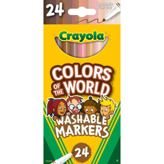 Crayola 24ct Colors of the World Fine Line Washable Markers, Skin Tone Art Tools, Elementary School Supplies, Drawing & Coloring Gift, Ages 3+