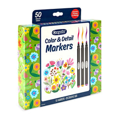 Crayola 50ct Color and Detail Markers, School Supplies, Journaling and Adult Coloring Supplies, Gifts for Teachers and Kids, Ages 4+