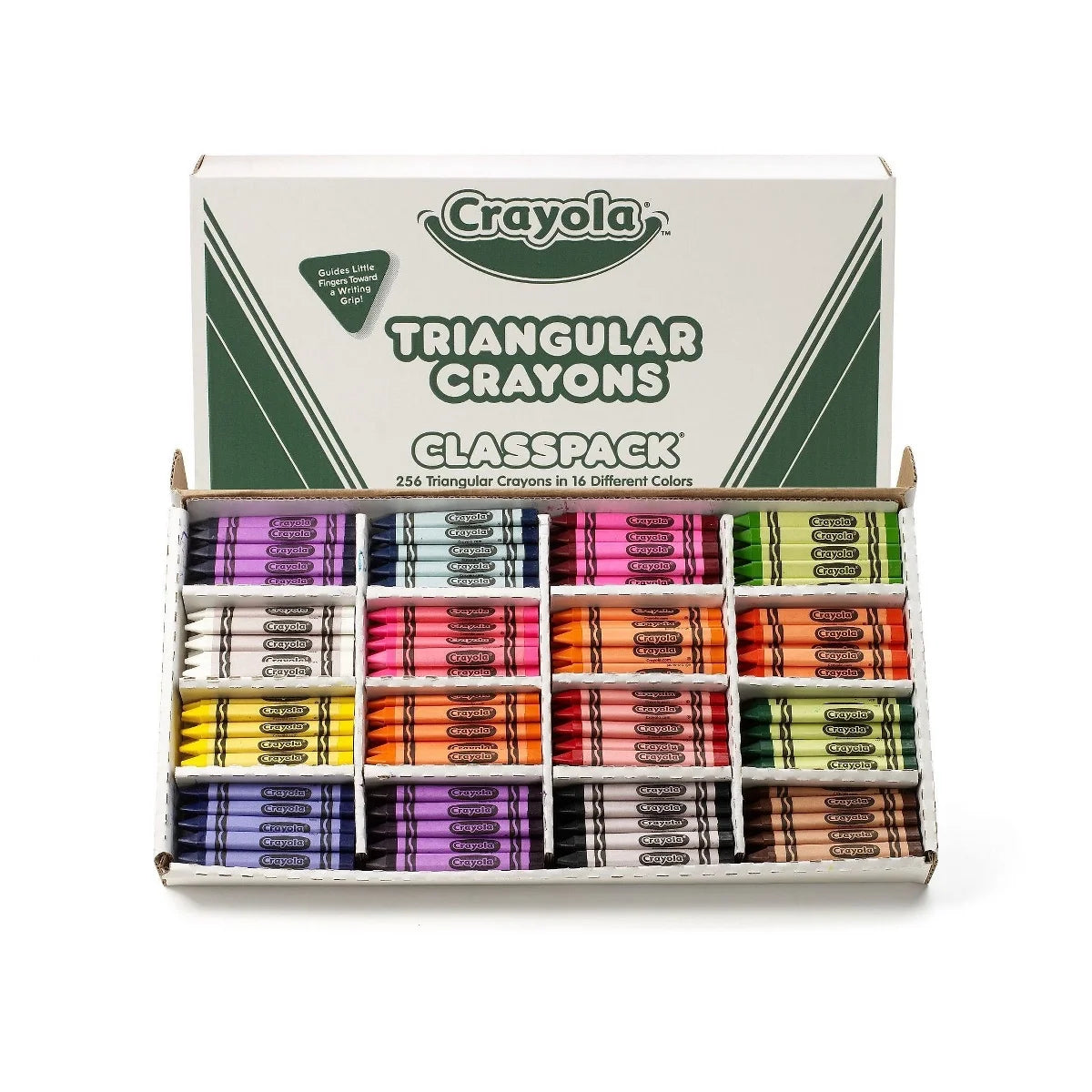 Crayola Triangular Crayons Bulk 256ct, Classroom Must Haves for Preschool Teachers, Kids School Supplies, 16 Classic Colors, Gifts for Teachers